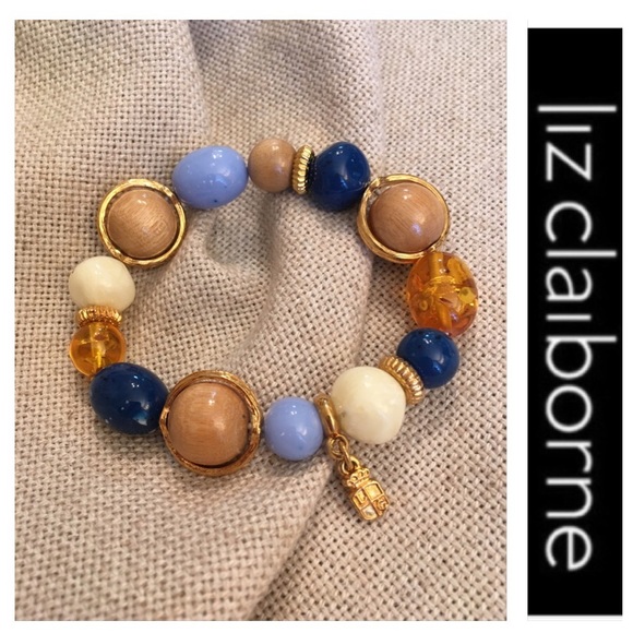Vintage Liz Claiborne Stretch Bead Bracelet Wood - Picture 5 of 12
